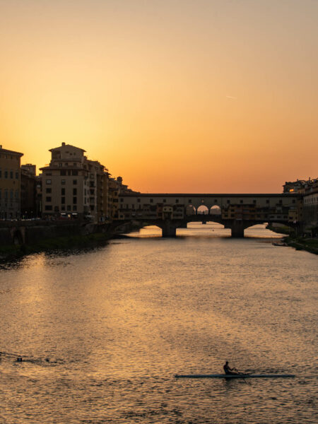 Coucher de soleil sur le ponte vecchio
