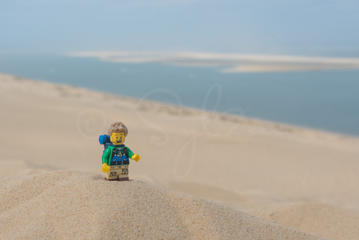 Lego en randonnée sur la dune du Pilat